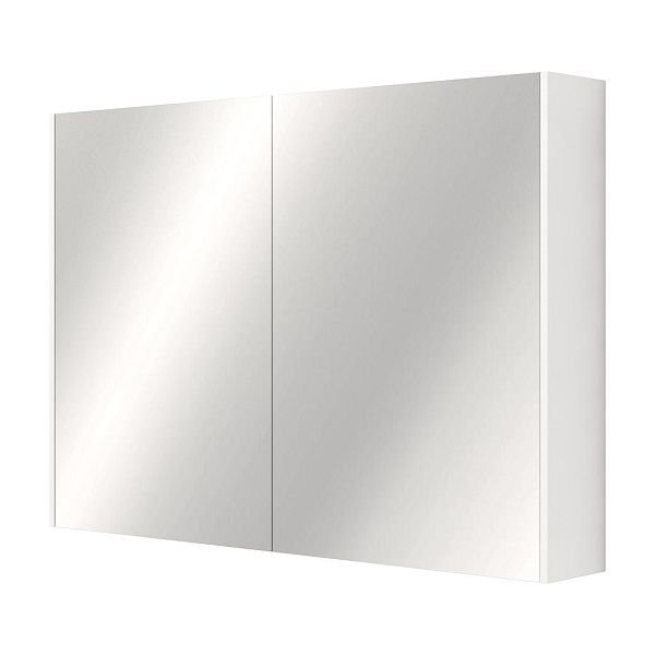 Aan boord stereo Koppeling Bellanti Zita spiegelkast 100x70cm met 2 deuren binnenkant grijs buitenkant  in de kleur mat wit M955.100