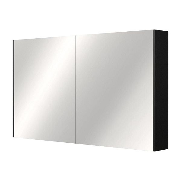 Robijn Fascineren Leuk vinden Bellanti Zita spiegelkast 120x70cm met 2 deuren binnenkant grijs buitenkant  in de kleur mat zwart gelakt M955.120